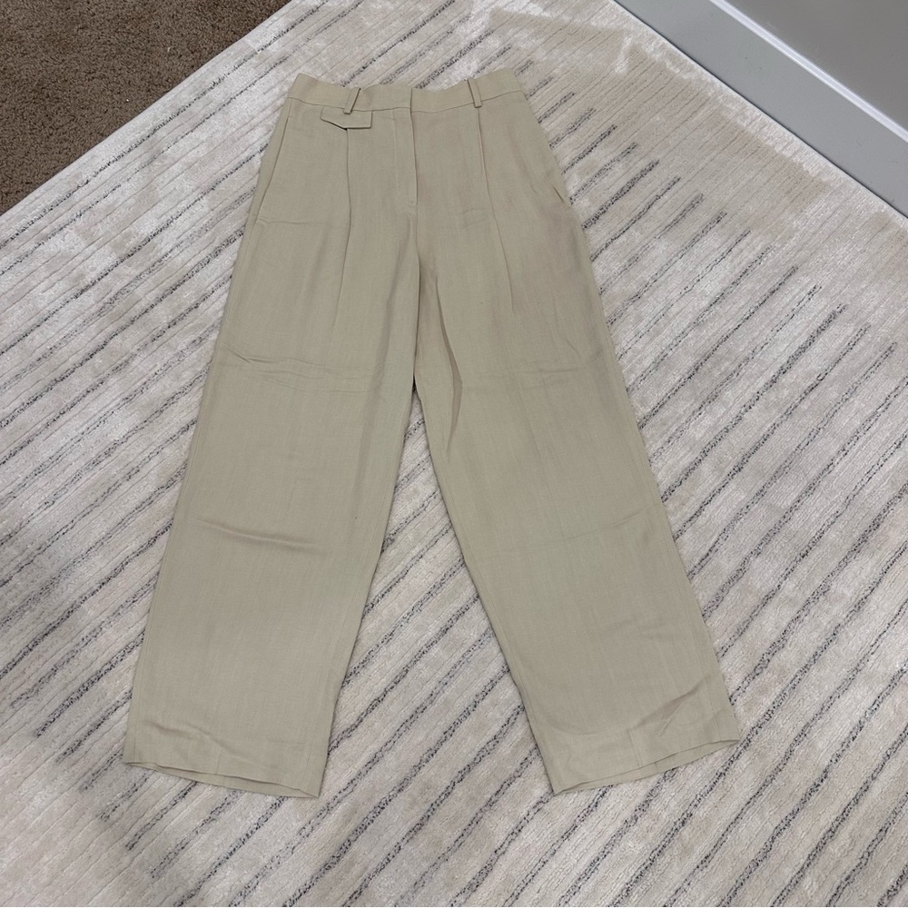 COS Beige relaxed straight-Leg Trousers
